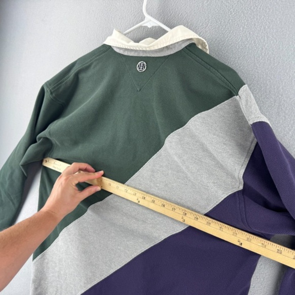 Tommy Hilfiger Rugby Shirt Mens Large Green Cotton 90s Long Sleeve Polo‎ - Picture 10 of 14